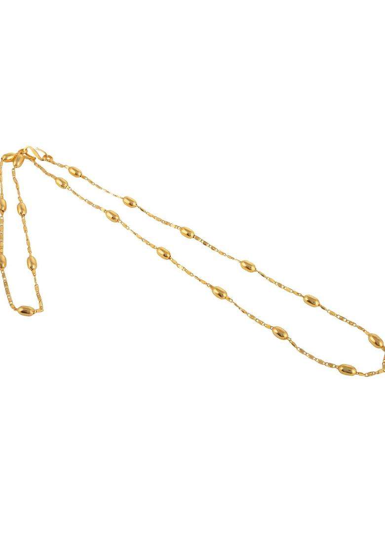 Silver-Plated Beaded Anklets with Gold-Plated Chain Jewellery Set for Women | Traditional Temple Jewellery for Wedding & Festive Wear | Gift for Her - Indya