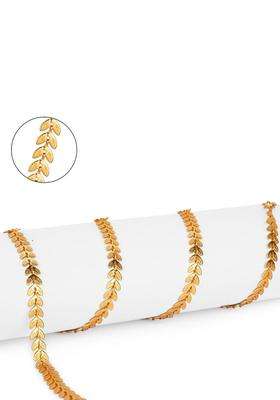 Set of 2 Silver-Plated Anklets with Gold-Plated Chain Jewellery Set for Women | Traditional Temple Jewellery for Wedding & Festive Wear | Gift for Her