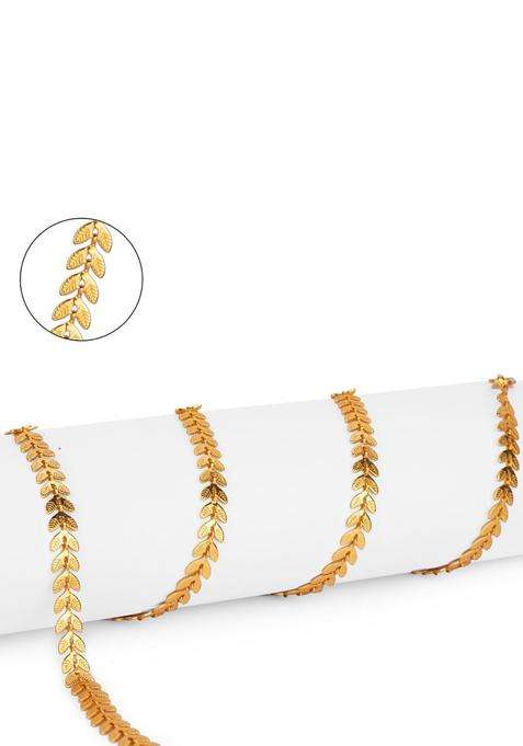Set of 2 Silver-Plated Anklets with Gold-Plated Chain Jewellery Set for Women | Traditional Temple Jewellery for Wedding & Festive Wear | Gift for Her