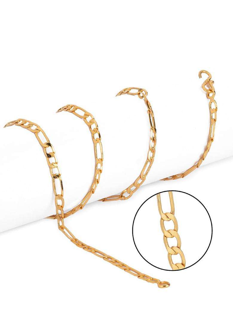 Silver-Plated Beaded Anklets with Gold-Plated Chain Jewellery Set for Women | Traditional Temple Jewellery for Wedding & Festive Wear | Gift for Her - Indya