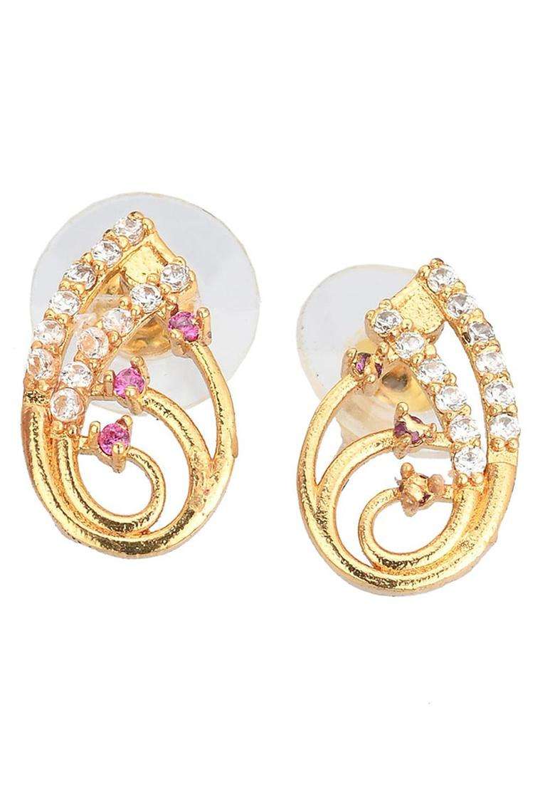 Set of 2 Silver-Plated Anklets & Gold-Plated AD-Studded Earrings Set for Women | Stylish Party & Everyday Wear | Gift for Her - Indya
