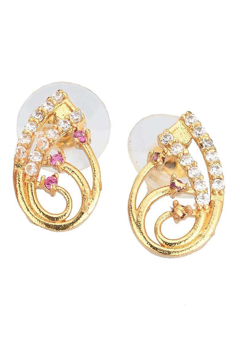 Set of 2 Silver-Plated Anklets & Gold-Plated AD-Studded Earrings Set for Women | Stylish Party & Everyday Wear | Gift for Her - Indya