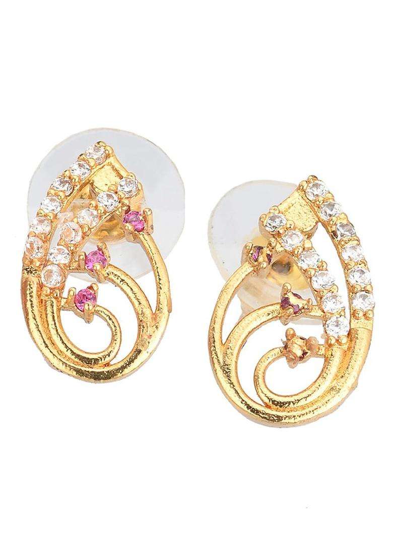 Set of 2 Silver-Plated Anklets & Gold-Plated AD-Studded Earrings Set for Women | Stylish Party & Everyday Wear | Gift for Her - Indya
