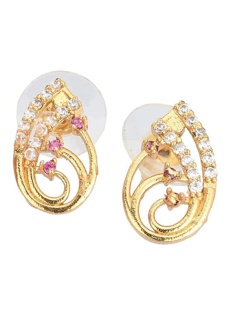 Set of 2 Silver-Plated Anklets & Gold-Plated AD-Studded Earrings Set for Women | Stylish Party & Everyday Wear | Gift for Her - Indya