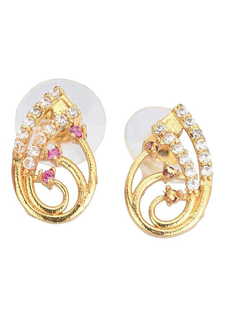 Set of 2 Silver-Plated Anklets & Gold-Plated AD-Studded Earrings Set for Women | Stylish Party & Everyday Wear | Gift for Her - Indya