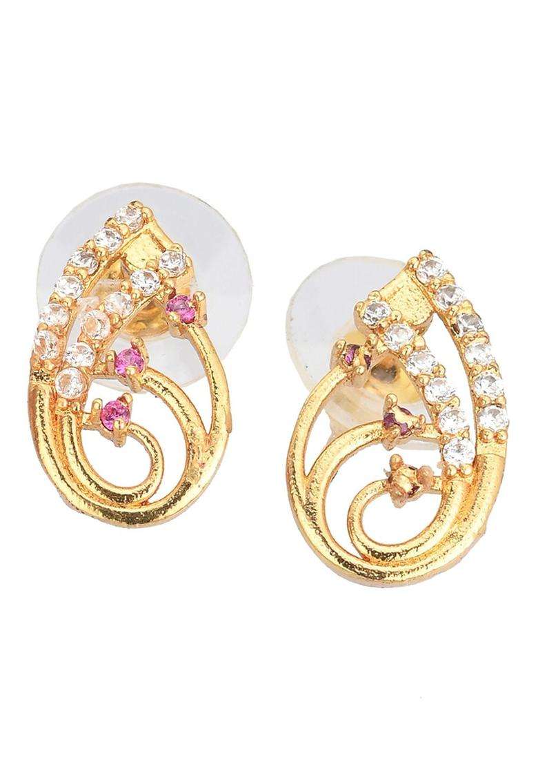 Set of 2 Silver-Plated Anklets & Gold-Plated AD-Studded Earrings Set for Women | Stylish Party & Everyday Wear | Gift for Her - Indya
