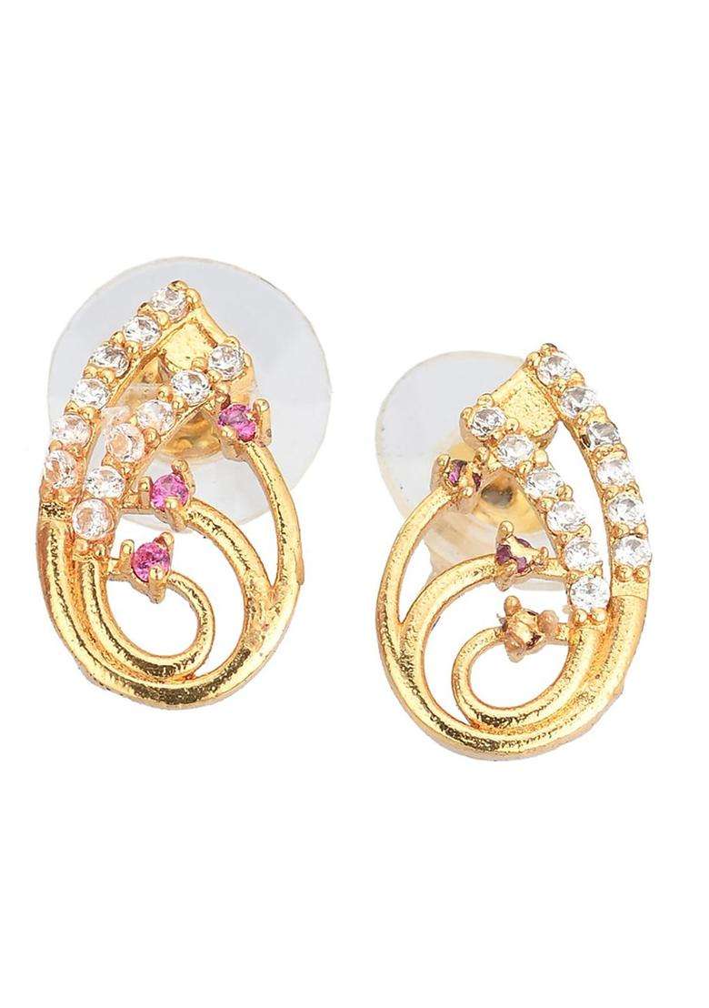 Set of 2 Silver-Plated Anklets & Gold-Plated AD-Studded Earrings Set for Women | Stylish Party & Everyday Wear | Gift for Her - Indya