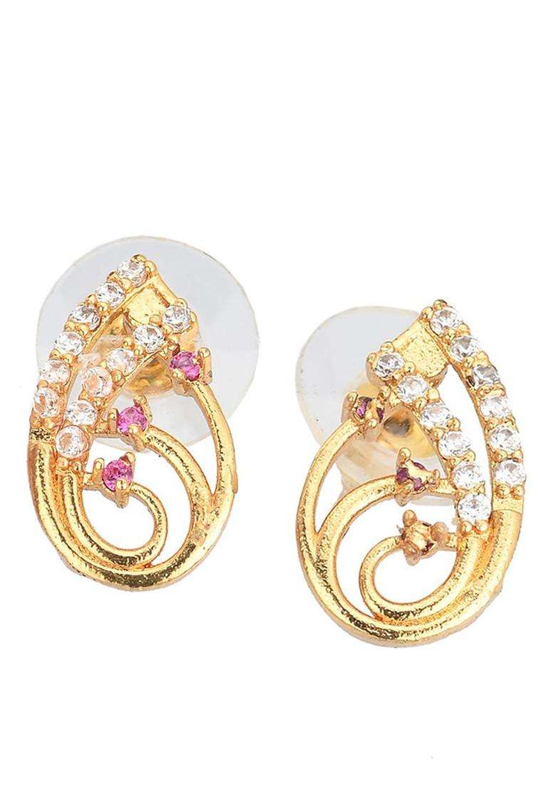 Set of 2 Silver-Plated Anklets & Gold-Plated AD-Studded Earrings Set for Women | Stylish Party & Everyday Wear | Gift for Her - Indya