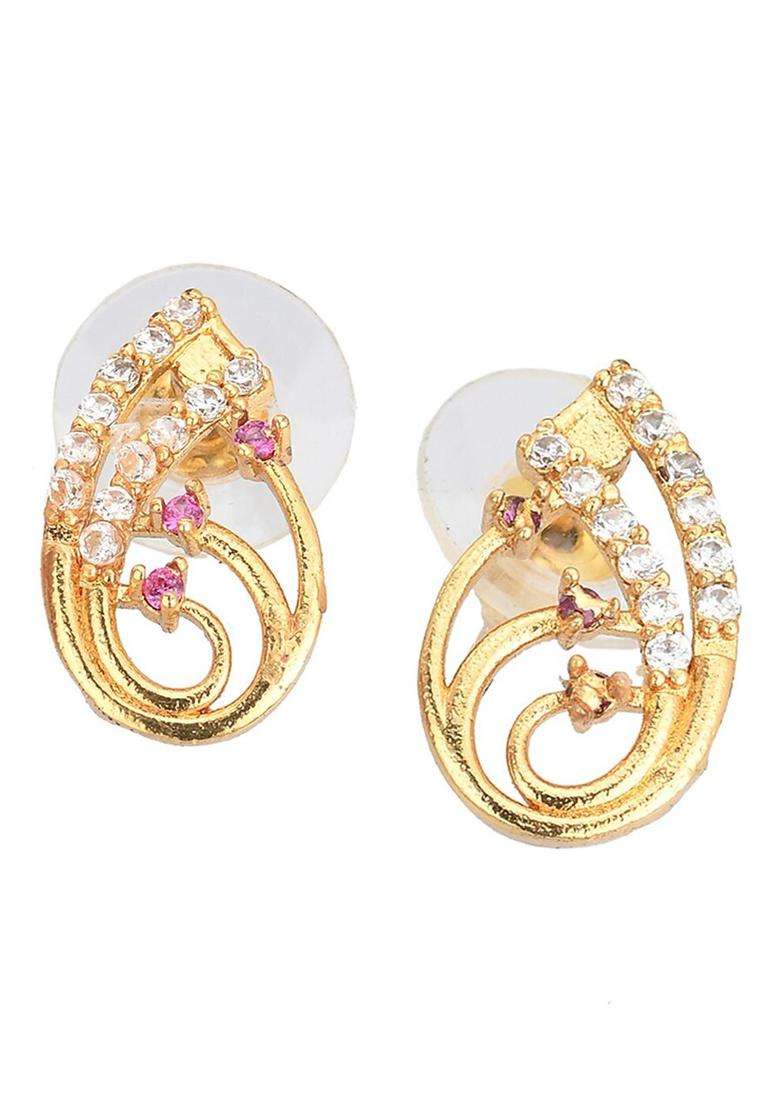 Set of 2 Silver-Plated Anklets & Gold-Plated AD-Studded Earrings Set for Women | Stylish Party & Everyday Wear | Gift for Her - Indya