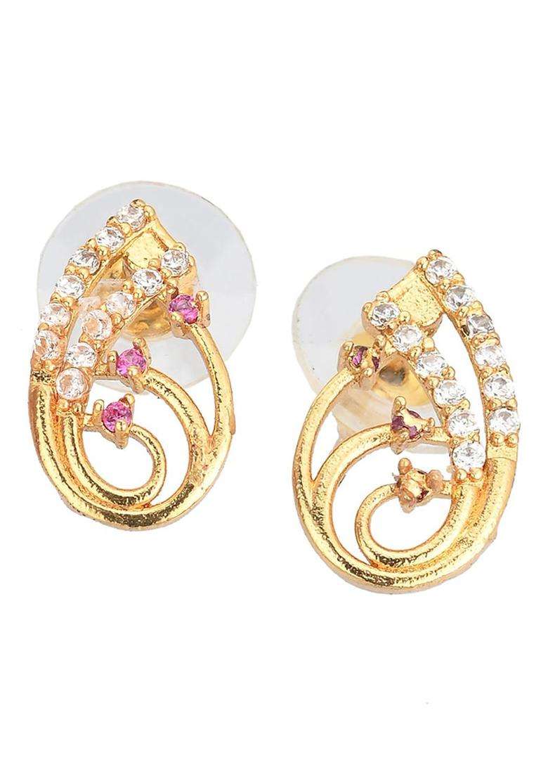 2 Silver-Plated Anklets & Gold-Plated AD-Studded Earrings Jewellery Set for Women | Stylish Party & Everyday Wear | Gift for Her - Indya