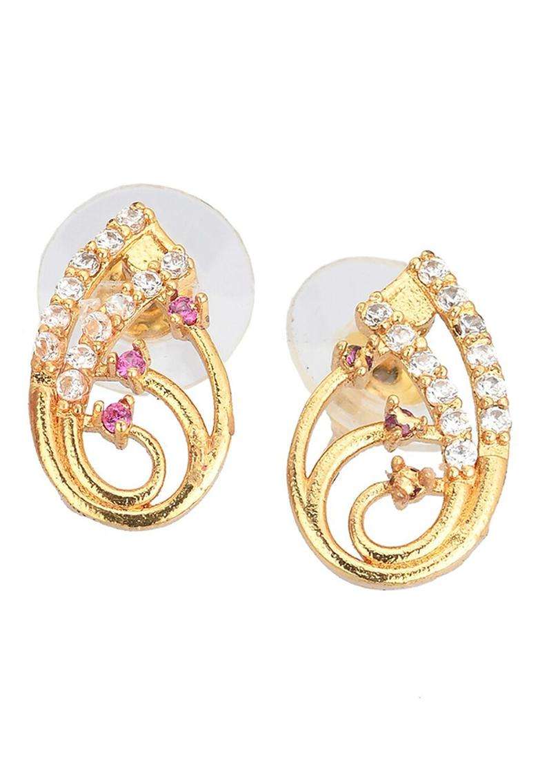 Gold-Plated AD-Studded Earrings & Silver-Plated Anklet Jewellery Set for Women | Stylish Party & Everyday Wear | Gift for Her - Indya