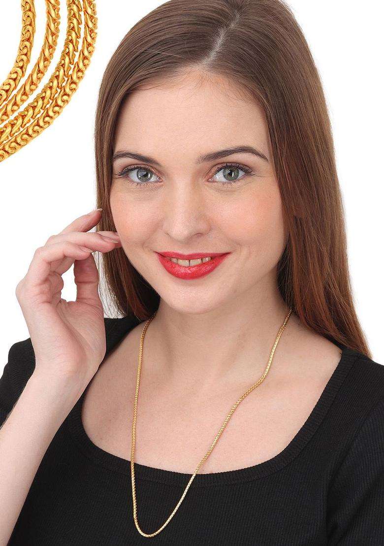 Set of 2 Silver-Plated Anklets with Gold-Plated Chain Jewellery Set for Women | Traditional Temple Jewellery for Wedding & Festive Wear | Gift for Her - Indya