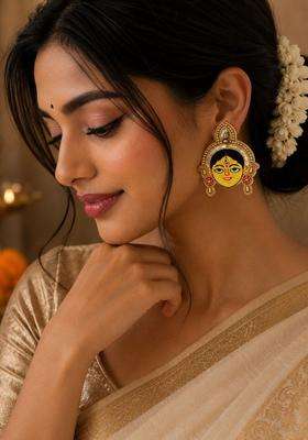 Artificial Stones Studded Contemporary Temple Studs for Women | Traditional Temple Jewellery for Wedding & Festive Wear | Gift for Her