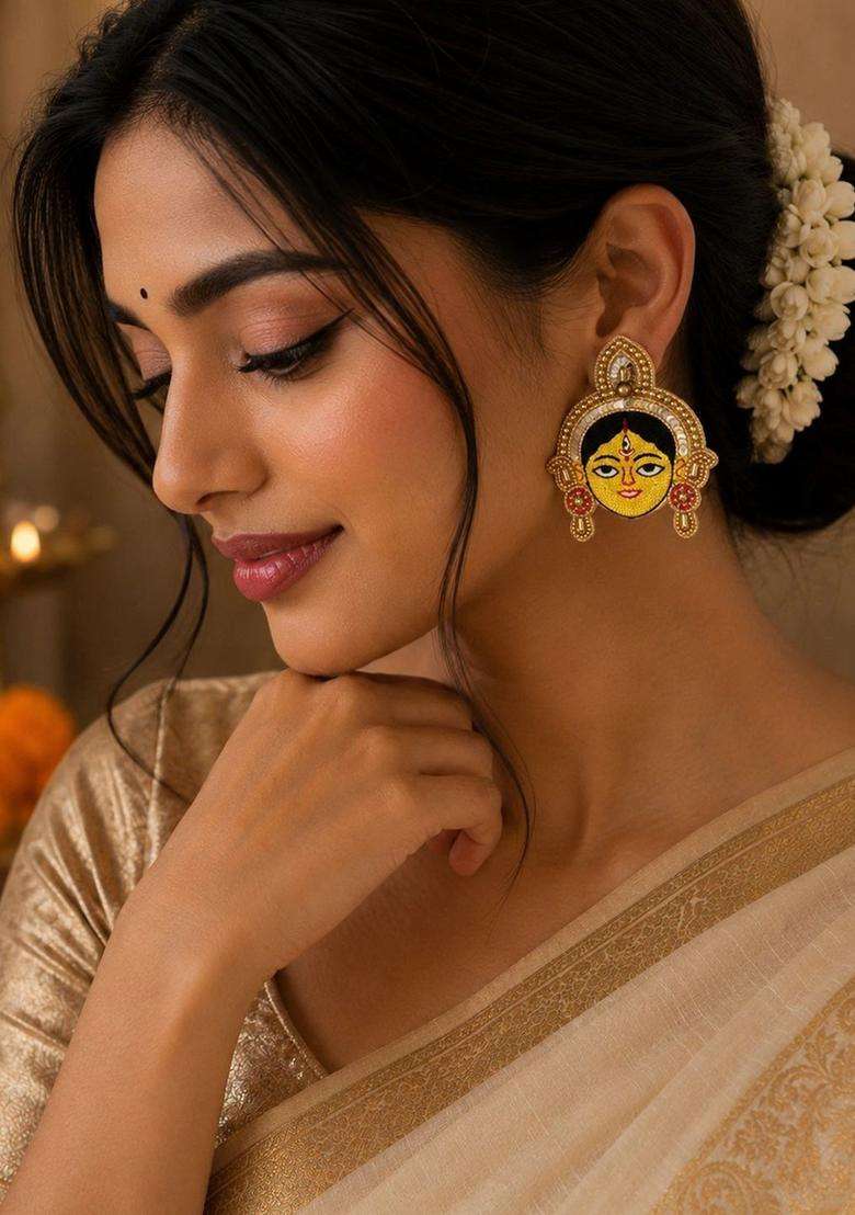 Artificial Stones Studded Contemporary Temple Studs for Women | Traditional Temple Jewellery for Wedding & Festive Wear | Gift for Her - Indya