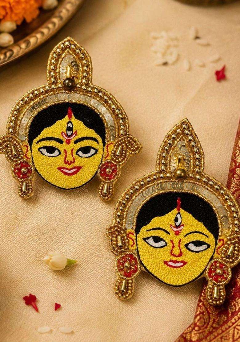 Artificial Stones Studded Contemporary Temple Studs for Women | Traditional Temple Jewellery for Wedding & Festive Wear | Gift for Her - Indya