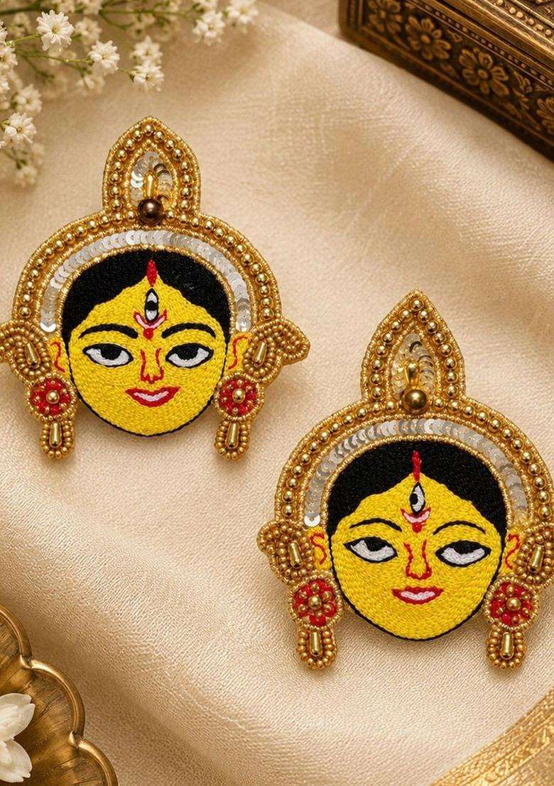 Artificial Beaded Temple Contemporary Studs for Women | Traditional Temple Jewellery for Wedding & Festive Wear | Gift for Her - Indya