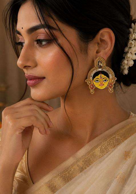 Artificial Beaded Temple Contemporary Studs for Women | Traditional Temple Jewellery for Wedding & Festive Wear | Gift for Her
