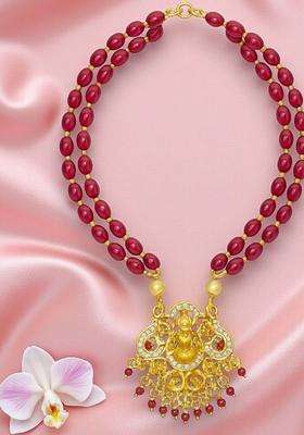 Gold-Plated Bead Necklace for Women | Traditional Temple Jewellery for Wedding & Festive Wear | Gift for Her
