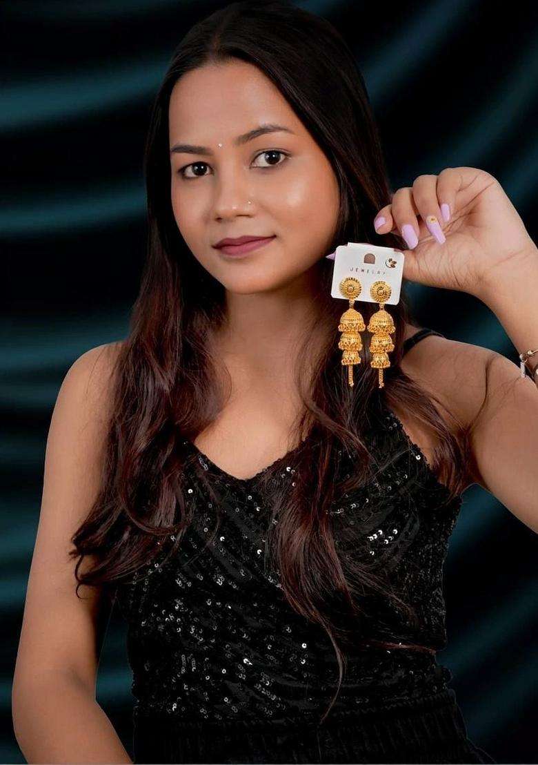 Gold-Plated Circular Jhumkas Earrings for Women | Traditional Temple Jewellery for Wedding & Festive Wear | Gift for Her - Indya
