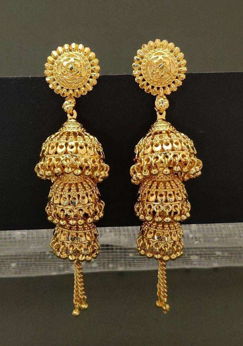 Gold-Plated Circular Jhumkas Earrings for Women | Traditional Temple Jewellery for Wedding & Festive Wear | Gift for Her - Indya