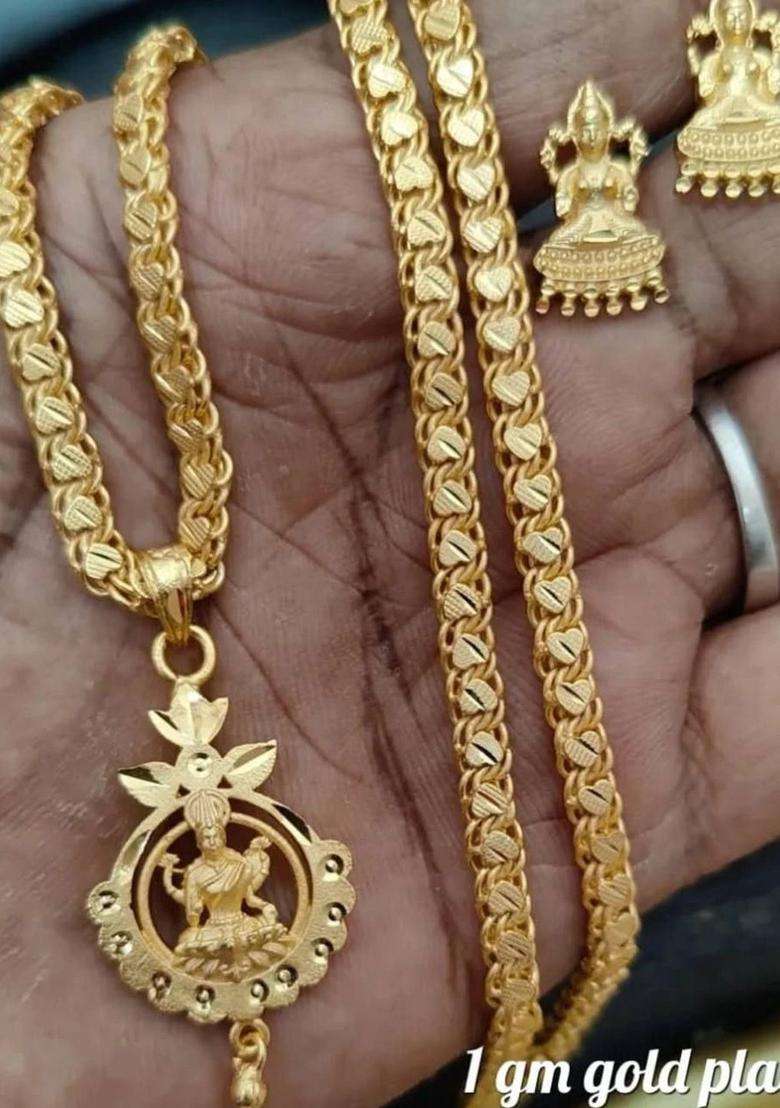 Gold-Plated Temple American Diamond Pendant and Earrings for Women | Traditional Temple Jewellery for Wedding & Festive Wear | Gift for Her - Indya