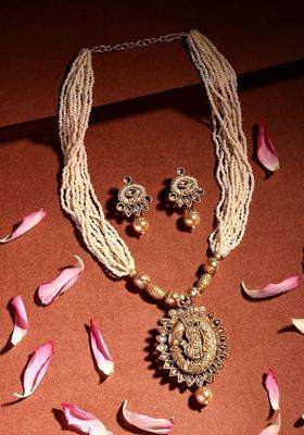 Gold-Plated Kundan-Studded & Beaded Jewellery Set for Women | Traditional Temple Jewellery for Wedding & Festive Wear | Gift for Her