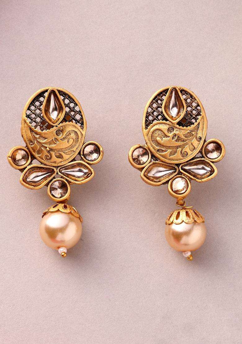 18K Gold-Plated Lord Ganesha Kundan Stone & Pearls Beaded Jewellery Set for Women | Traditional Temple Jewellery for Wedding & Festive Wear | Gift for Her - Indya