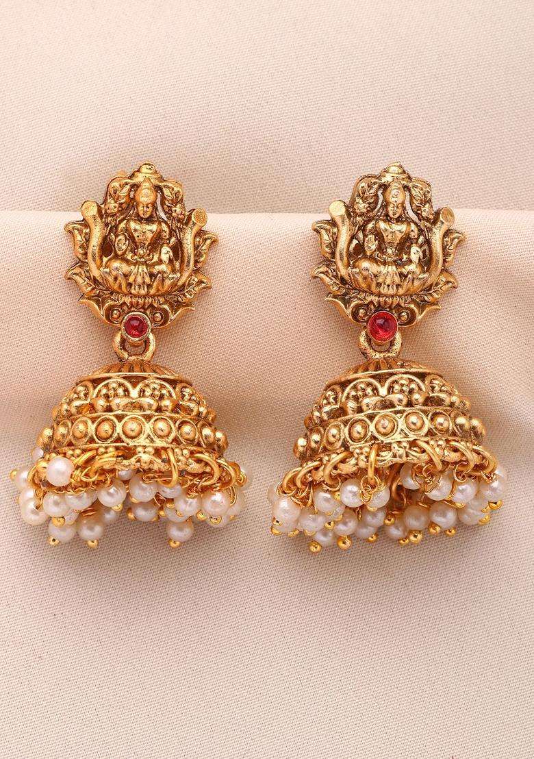 22K Gold-Plated Artificial Stones Studded & Beaded Jewellery Set for Women | Traditional Temple Jewellery for Wedding & Festive Wear | Gift for Her - Indya