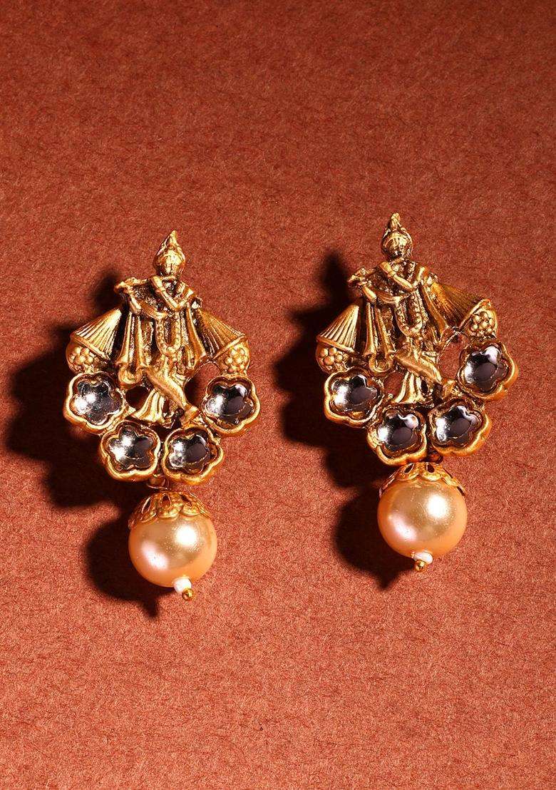 18K Gold-Plated Kundan Stone-Studded & Pearls BeadedTemple JewellerySet for Women | Traditional Temple Jewellery for Wedding & Festive Wear | Gift for Her - Indya