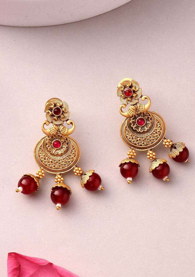 18K Gold-Plated Lord Krishna Stoned-Studded & Pearl Beaded Jewellery Set for Women | Traditional Temple Jewellery for Wedding & Festive Wear | Gift for Her - Indya