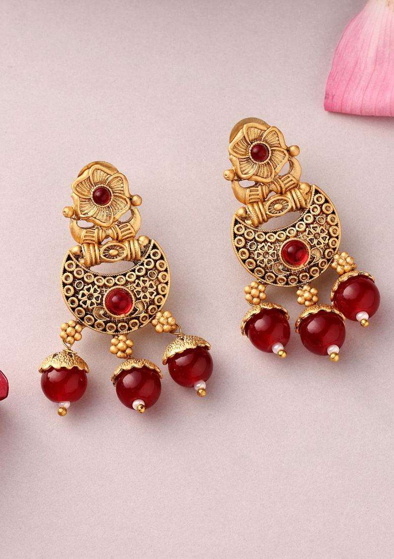18K Gold-Plated Lord Ganesha Kundan Stone-Studded & Pearl Beaded Jewellery Set for Women | Traditional Temple Jewellery for Wedding & Festive Wear | Gift for Her - Indya