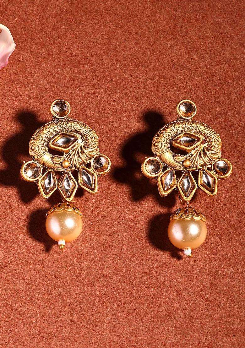 18K Gold-Plated Kundan-Studded & Pearl Beaded Jewellery Set for Women | Traditional Temple Jewellery for Wedding & Festive Wear | Gift for Her - Indya