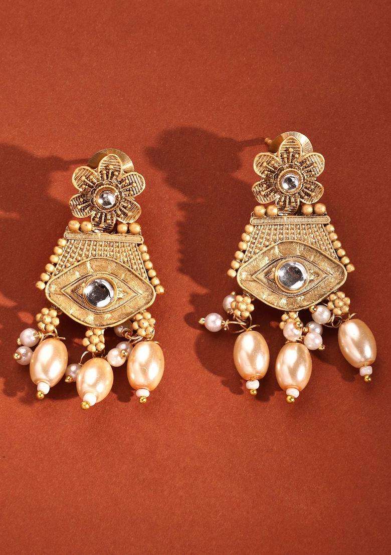 22K Gold-Plated Lord Ganesh Kundan-Studded & Pearl Beaded Jewellery Set for Women | Traditional Temple Jewellery for Wedding & Festive Wear | Gift for Her - Indya