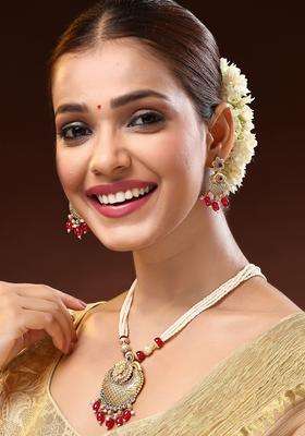 22K Gold-Plated Lord Shiva Kundan Stone & Pearls Beaded Jewellery Set for Women | Traditional Temple Jewellery for Wedding & Festive Wear | Gift for Her