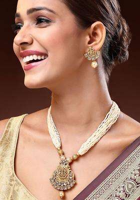 18K Gold-Plated Lord Ganesha Kundan Studded & Beaded Jewellery Set for Women | Traditional Temple Jewellery for Wedding & Festive Wear | Gift for Her