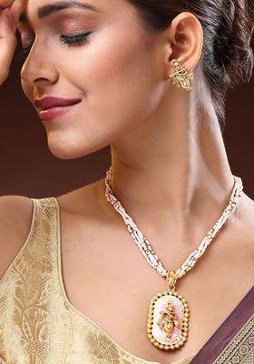 18K Gold-Plated Lord Krishna Meenakari Pearl & BeadedJewellerySet for Women | Traditional Temple Jewellery for Wedding & Festive Wear | Gift for Her