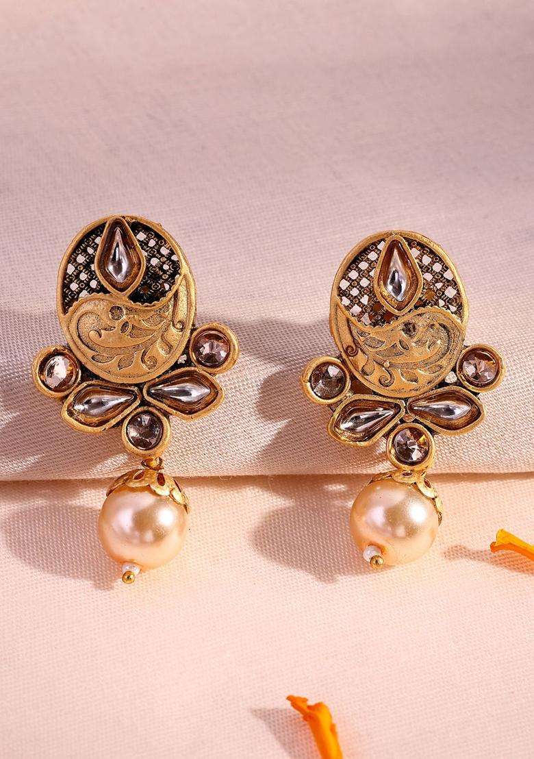18K Gold-Plated Lord Ganesha Kundan Stone with Pearl & Beaded Jewellery Set for Women | Traditional Temple Jewellery for Wedding & Festive Wear | Gift for Her - Indya
