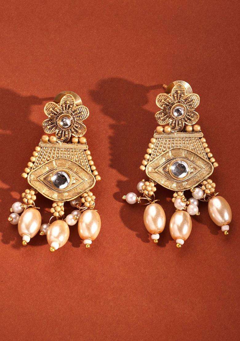 22K Gold-Plated Lord Ganesh Kundan Stone-Studded & Pearls BeadedJewellerySet for Women | Traditional Temple Jewellery for Wedding & Festive Wear | Gift for Her - Indya
