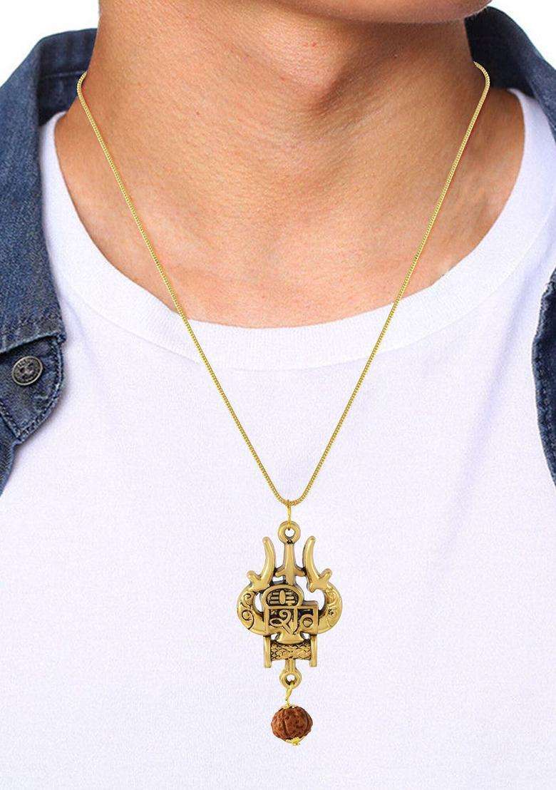 Gold-Plated Contemporary Pendants with Chains for Men & Women | Traditional Temple Jewellery for Wedding & Festive Wear | Festive Gift - Indya