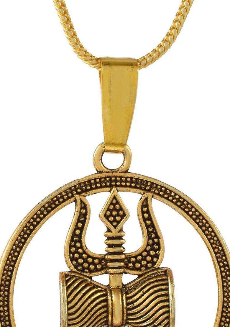 Gold-Plated Contemporary Pendants with Chain for Men & Women | Traditional Temple Jewellery for Wedding & Festive Wear | Festive Gift - Indya