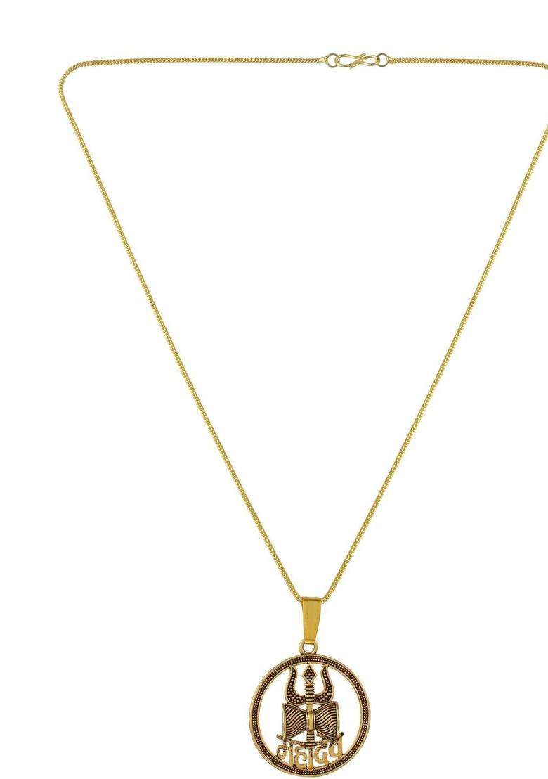 Gold-Plated Contemporary Pendants with Chain for Men & Women | Traditional Temple Jewellery for Wedding & Festive Wear | Festive Gift - Indya