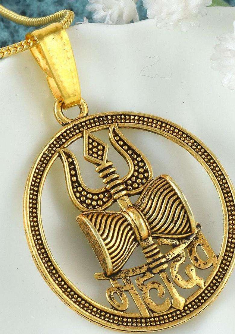 Gold-Plated Contemporary Pendants with Chain for Men & Women | Traditional Temple Jewellery for Wedding & Festive Wear | Festive Gift - Indya