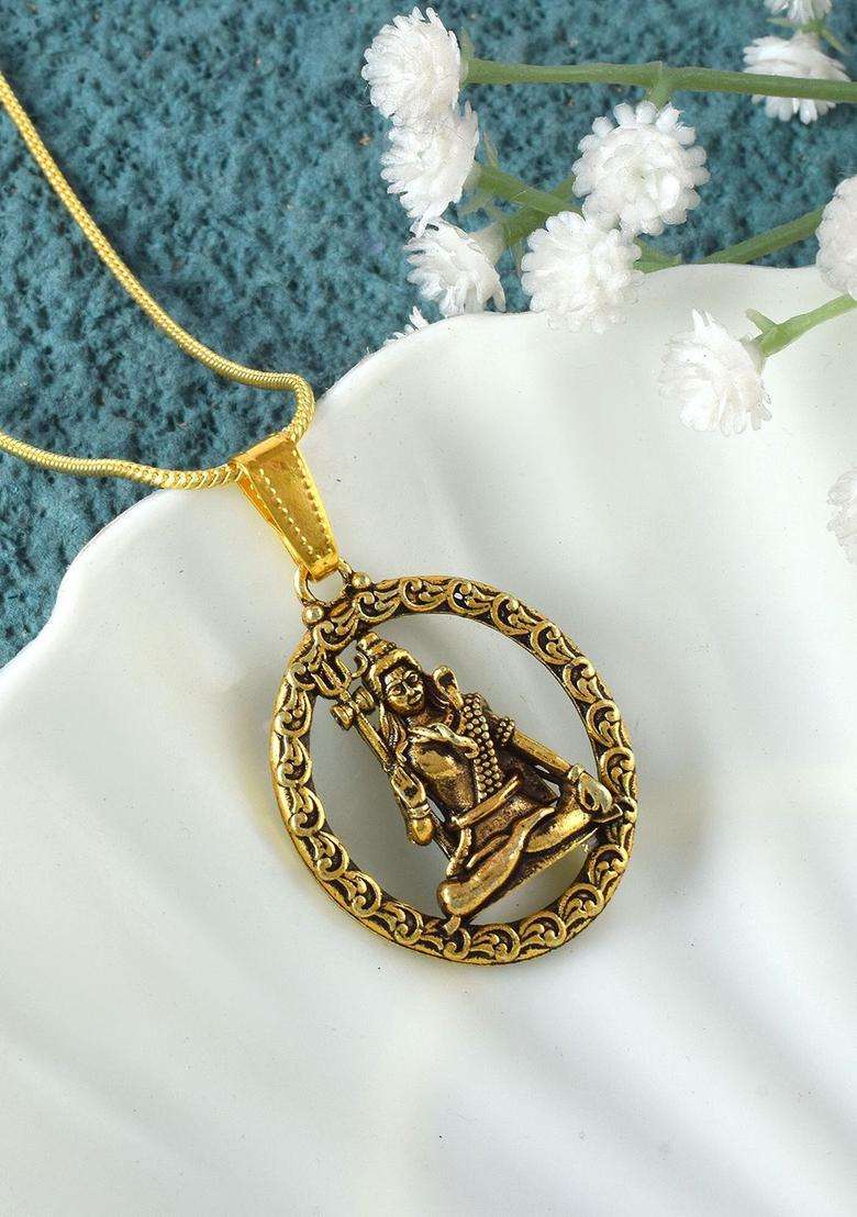 Gold-Plated Contemporary Pendants with Chains for Men & Women | Traditional Temple Jewellery for Wedding & Festive Wear | Festive Gift - Indya
