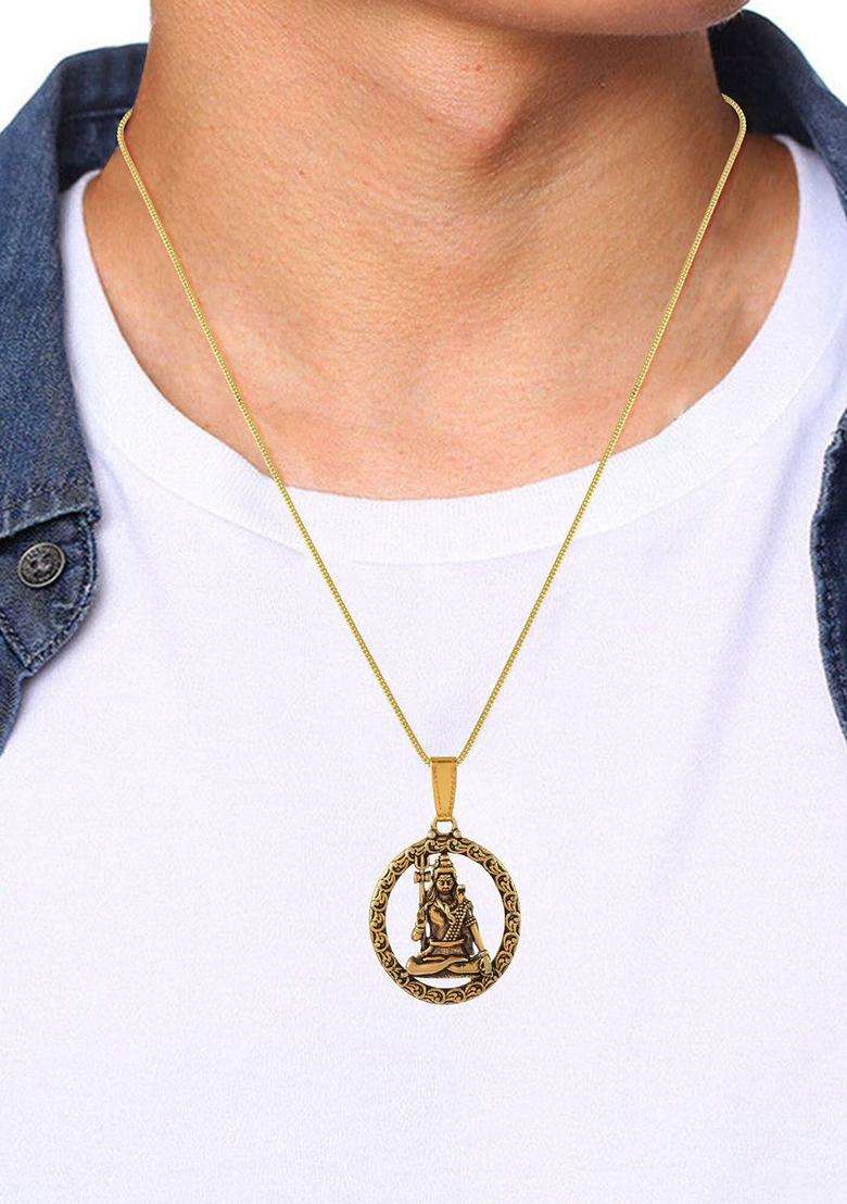 Gold-Plated Contemporary Pendants with Chains for Men & Women | Traditional Temple Jewellery for Wedding & Festive Wear | Festive Gift - Indya