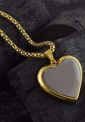 Gold-Plated Heart Shaped Pendants with Chains for Men & Women | Traditional Temple Jewellery for Wedding & Festive Wear | Festive Gift