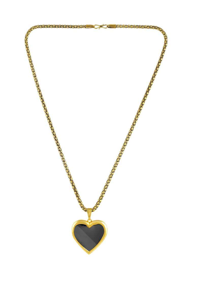 Gold-Plated Heart Shaped Pendants with Chains for Men & Women | Traditional Temple Jewellery for Wedding & Festive Wear | Festive Gift - Indya