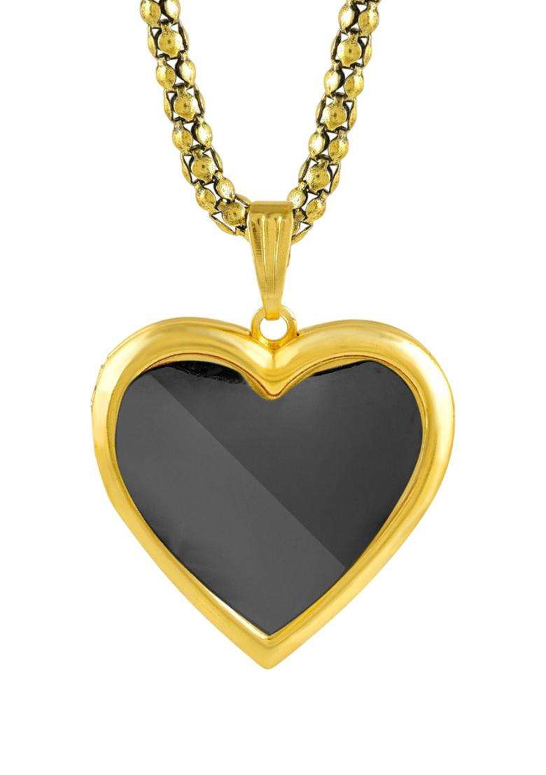 Gold-Plated Heart Shaped Pendants with Chains for Men & Women | Traditional Temple Jewellery for Wedding & Festive Wear | Festive Gift - Indya
