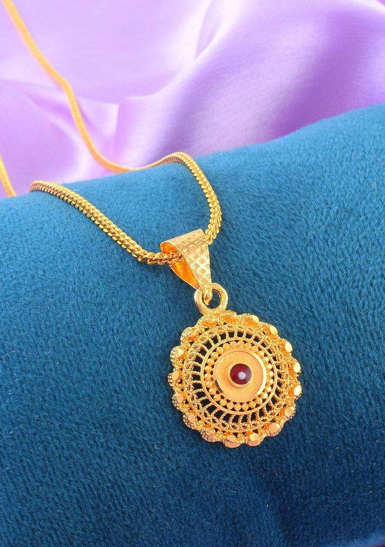 Gold-Plated Circular Pendants with Chains for Men & Women | Traditional Temple Jewellery for Wedding & Festive Wear | Festive Gift - Indya