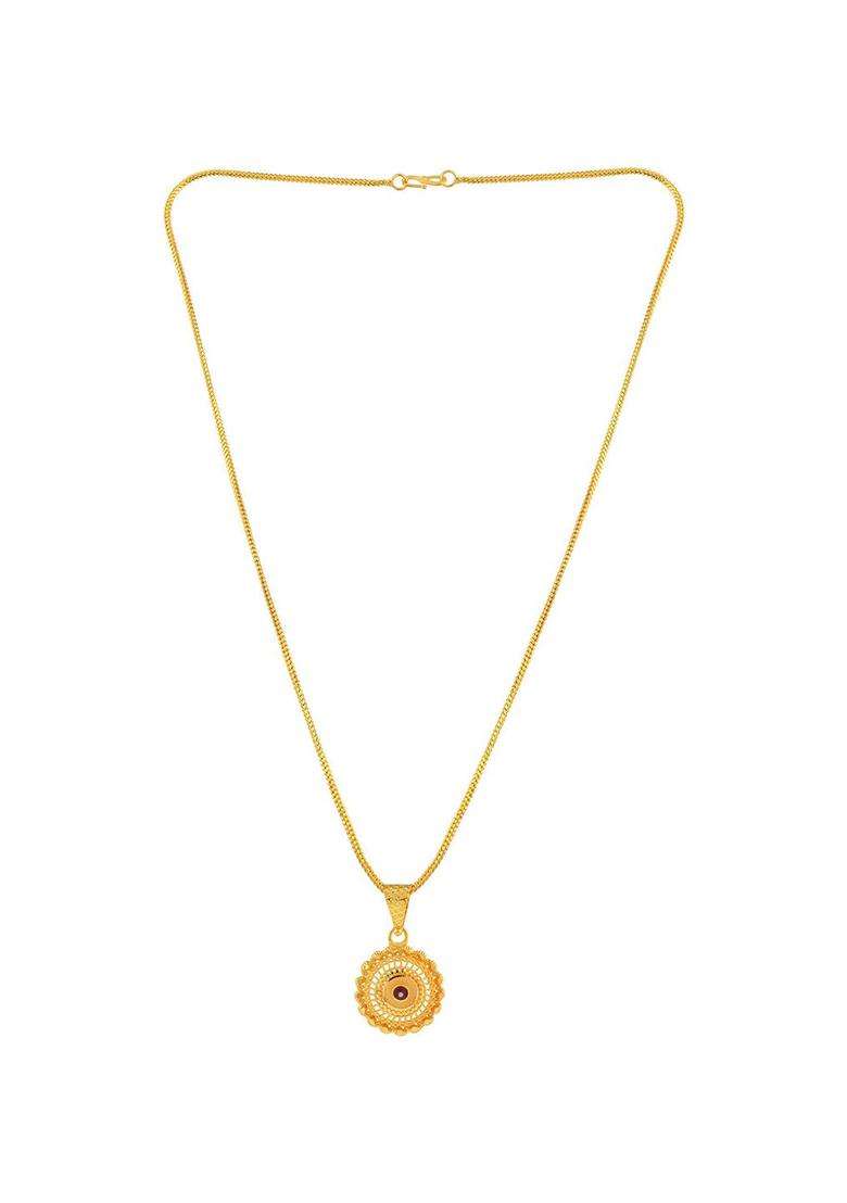 Gold-Plated Circular Pendants with Chains for Men & Women | Traditional Temple Jewellery for Wedding & Festive Wear | Festive Gift - Indya