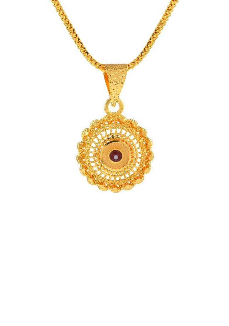 Gold-Plated Circular Pendants with Chains for Men & Women | Traditional Temple Jewellery for Wedding & Festive Wear | Festive Gift - Indya
